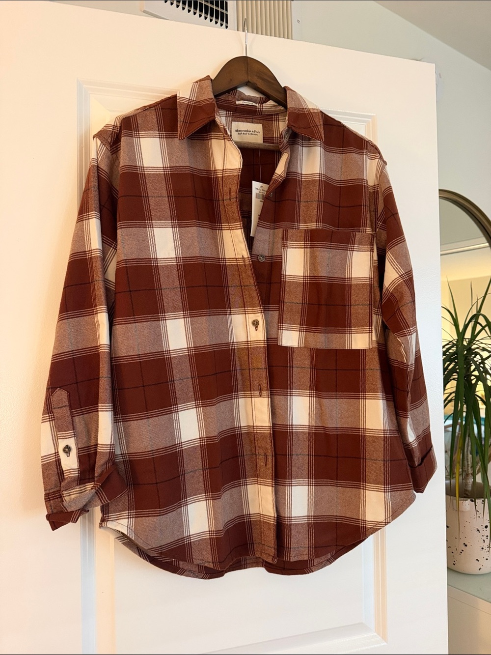 Abercrombie Oversized Plaid Flannel Button Up Size S BRAND NEW WITH TAGS